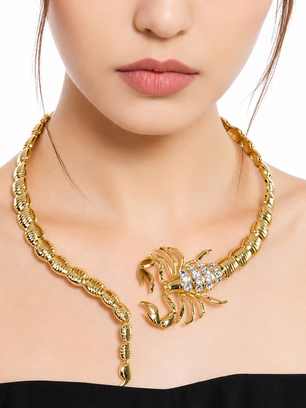 Gold Scorpion Crystal-Embellished Necklace